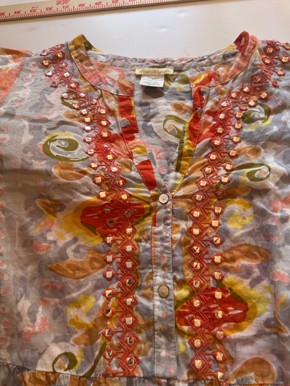 Sweet Magnolia Women XL cottage core Dress BOHO All embellishments present - Picture 16 of 16